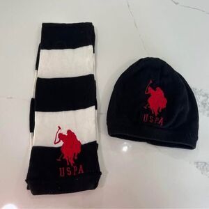 Ralph Lauren Polo beanie and scarf women’s retro vintage hat black pink white